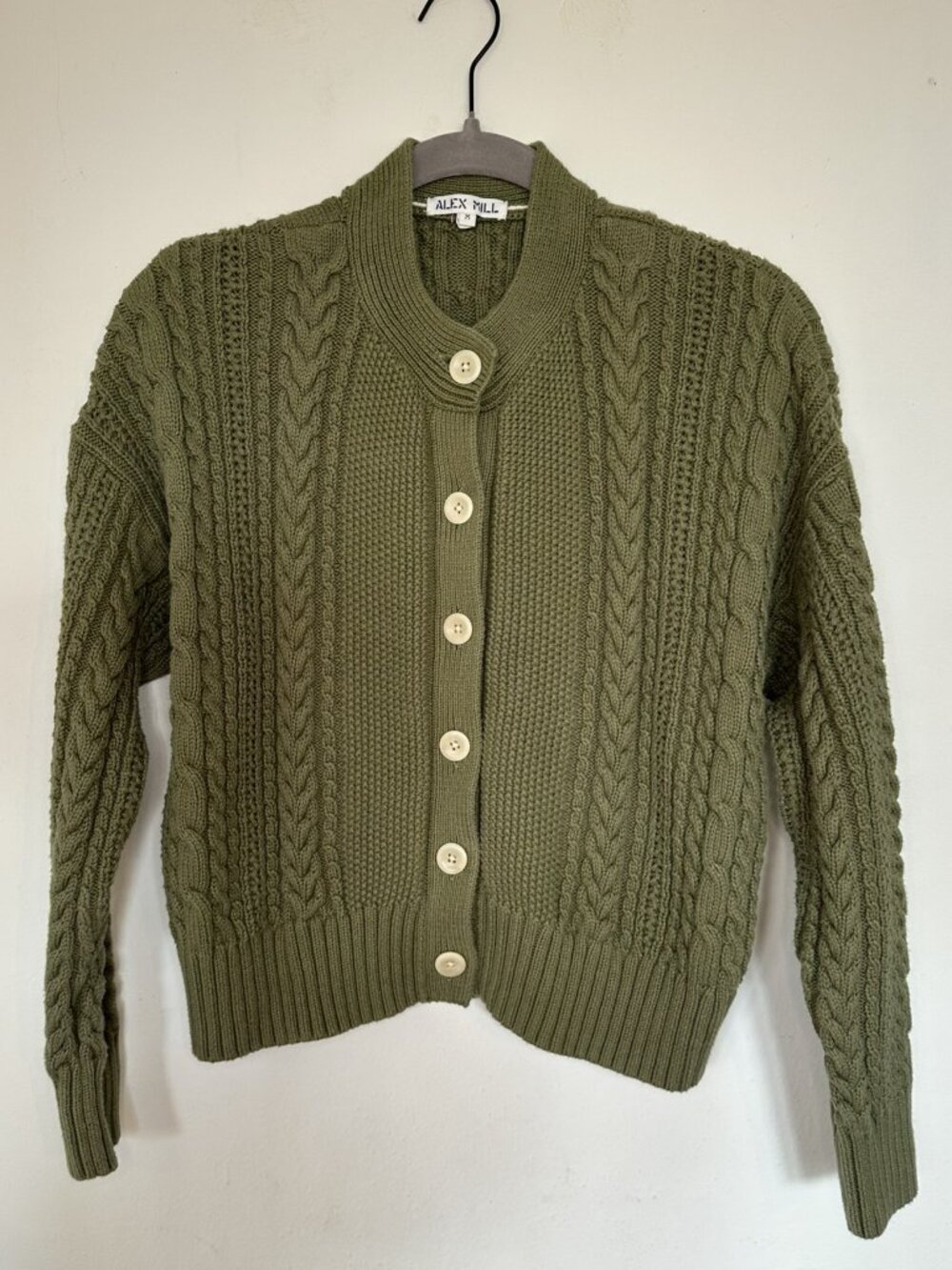 Alex Mill Nico Cardigan, Olive Green, M - Picture 7 of 8